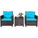 YFENGBO 3PCS Patio Set Outdoor Rattan Wicker Conversation Set Patio Bistro Sofa Set with Washable Cushions and Tempered Glass Top Coffee Table