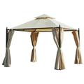 10 x 10 Steel Outdoor Patio Gazebo with Polyester Privacy Curtains Two-Tier Roof for Air & Large Design