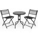 Kepooman 3 Pieces Folding Bistro Table Chairs Set for Indoor and Outdoor Dining Furniture Set Lounge Chairs Table Set 2 Foldable Chairs and 1 Table