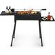 Charcoal Grill with Automatic Rotisserie Kit 2 Folding Side Tables Detachable Legs Portable Chicken Roaster turkey Kabab Grill Quick Setup for Backyard Barbecue Camping