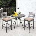YFENGBO Metal Dining Stools Outdoor Height Stool Indoor Outdoor Stools with High Back & Cushions Hammered Gray Finish 29 Barstools for Patio Bistro