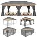 SANOPY 12x20ft Heavy Duty Gazebo with Metal Steel Frame Sturdy Tent with Privacy Curtain and Mosquito Netting Outdoor Gazebo for Garden Lawn Backyard Garage Gray