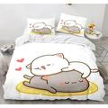 Peach Cat Bedding Quilt Cover Set 3Pcs Bedding Set Goma Cute Cats Duvet Cover Infantil Bedclothes Single Double Queen King Size