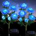 2Pcs Solar Lights Outdoor Outdoor Solar Garden Lights LED Solar Lights Outdoor Waterproof with 5 Roses Waterproof Solar Decorative Lights Garden Lights for Patio Paths Patio Garden Lawn (Blue)