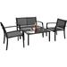 4 Pieces Patio Outdoor Outdoor Patio Set Textilene Bistro Set Modern Conversation Set Black Bistro Set with Loveseat Tea Table for Home Lawn and Balcony (Black)