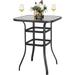 Nuu Garden Patio Bar Table 32 Inch Outdoor Bar Height Bistro Table with Tempered Glass Table Top and Powder-Coated Iron Frame for Patio Backyard Cafes Black with Gold Speckles