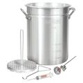 WANCQ 3025 30-qt Aluminum Turkey Fryer Set Features 30-qt Aluminum Turkey Fryer Pot Perforated Poultry Rack & Hook 12-in Stainless Thermometer 1-oz Seasoning Injector