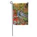 LADDKE Autumnal Forest Rocks Covered Moss Fallen Leaves Mountain River Rapids and Waterfalls at Autumn Time Garden Flag Decorative Flag House Banner 12x18 inch