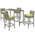 Contemporary Modern Urban Designer Outdoor Patio Balcony Garden Furniture Bar Dining Chair and Table Set Fabric Glass Rattan Wicker Green