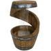 Sunnydaze Spiraling Barrel Outdoor Water Fountain with LED Light - 25