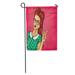 LADDKE Brown Beauty Pop Girl Pointing at Something Comic Hair Popart Garden Flag Decorative Flag House Banner 12x18 inch