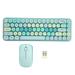 USB Keyboard Mouse 2.4G Wireless 68 Keys Low Consumption Retro Cute ABS Gaming Keyboard Mouse for PC Blue Mixed Color