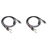 2X USB C to Dual 6.35mm Audio Stereo Cable Type C to Dual 6.35mm Audio Cord for Smartphone Multimedia Speakers