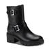 Sun + Stone Womens Lionell Faux Leather Embossed Motorcycle Boots