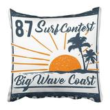 WOPOP California Tropical Sunset Surf and Beach Vintage Tee Graphic Draw Color Sports Coast College Pillowcase 20x20 inch