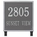 Personalized Square Plaque - Estate - Lawn - 2 line-2120PS-Pewter/Silver