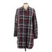 Universal Thread Casual Dress - Shift Collared Long sleeves: Red Print Dresses - Women's Size Large