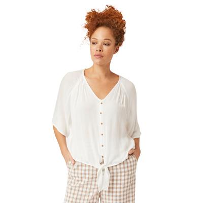 Plus Size Women's V-Neck Tie-Front Blouse by ellos in White (Size 20)