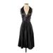 ABS Evening by Allen Schwartz Cocktail Dress - A-Line V-Neck Sleeveless: Black Solid Dresses - Women's Size 4