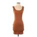 Sugar Lips Casual Dress - Bodycon Scoop Neck Sleeveless: Brown Solid Dresses - Women's Size Small