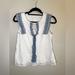 Anthropologie Tops | Anthropologie White And Blue Boho Top Size M | Color: Blue/White | Size: M
