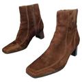 Nine West Shoes | Brown Suede Nine West Square Toe Booties Size 6.5 | Color: Brown | Size: 6.5
