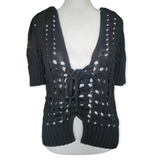 Anthropologie Sweaters | Anthropologie Knitted & Knotted Corset Tied Woven Cardigan Size Small Black | Color: Black | Size: S