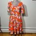 Lularoe Dresses | Lularoe Womens Large Nicole Dress Orange With Floral Pattern Stretchy | Color: Orange/Pink | Size: L