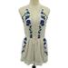 American Eagle Outfitters Pants & Jumpsuits | Aeo Sleeveless Halter Top Embroidered Floral Boho Romper Sz M | Color: Blue/White | Size: M
