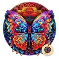 DEPLEE Wooden Puzzles for Adults Butterfly Wooden Jigsaw Puzzles Unique Shape Wooden Animal Puzzle Creative Challenge for Adults, Family, Friend|120-150 Pcs– 11.4x11.6 in|Medium