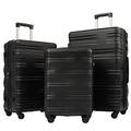 SPOFLYINN 3 Piece Luggage Sets with TSA Lock, Hard Shell Lightweight Suitcase Set with 4 Silent 360-degree Spinner Wheels for Men Women (20''/24''/28''), Black As Shown, One Size, Hardshell Luggage