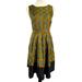 Anthropologie Dresses | Anthropology Girls From Savoy Checker Skater Sleeveless Retro Silk Dress | Color: Green/Yellow | Size: 4