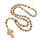 Natural Olive Wood Catholic Rosary Beads Handmade Braided Rosaries with Jesus Cross, Holy Amulet Rosary Beads Necklace for Women Men,8mm