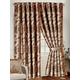 Fully Lined Curtain Ring Top Luxury Jacquard Heavy Rose Pattern Curtains With Tie backs (Coffee, 90 x 105 Inch)