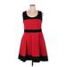 City Chic Casual Dress - Fit & Flare: Red Color Block Dresses - Women's Size 16 Plus