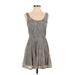 Mimi Chica Casual Dress: Gray Acid Wash Print Dresses - Women's Size Small