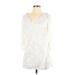 White House Black Market Casual Dress - A-Line Scoop Neck 3/4 sleeves: Ivory Dresses - Women's Size Small