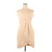 Lulus Cocktail Dress - Wrap V Neck Sleeveless: Tan Print Dresses - Women's Size X-Large