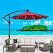 10 ft Patio Umbrella Solar Powered LED Lighted Sun Shade Market Waterproof 8 Ribs Umbrella with Crank and Cross Base