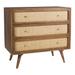 Glenda Solid Wood Three-Drawer Chest with Natural Cane