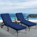 Outdoor Patio Chaise Lounge Chairs Set of 3 With Coffee Table