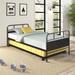 Metal Daybed Platform Bed Frame with Trundle Built-in Casters, Twin Size