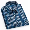 Chemises à carreaux à manches longues pour hommes chemises formelles 100% coton grande taille