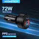 72W USB Car Charger QC 3.0 PD 3.0 SCP USB LED Display Phone Car Quick Charge for IPhone 13 14 Pro