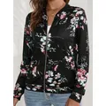 Women Fashion Floral Printed Jacket Coats Casual V Neck Full Long Sleeve Outerwear Tops Ladies Chic