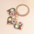Porte-clés fleur colorée en émail mignon porte-clés coeur d'amour breloques porte-clés de