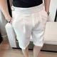 Elastic waist Suit Shorts Men's Summer Thin Straight Casual Shorts Business Formal Knee Length Short
