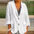 Autumn White Casual Tops Coat Women Long Sleeve Vintage Cotton Linen Shirt Loose Baggy Shirts Silk