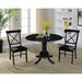 "42"" Dual Drop Leaf Table With 2 X-Back Chairs - Whitewood K46-42DP-C613-2"
