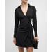 Cinq Ã Sept Women's Corinth Gathered Faux-Wrap Mini Shirtdress - Black